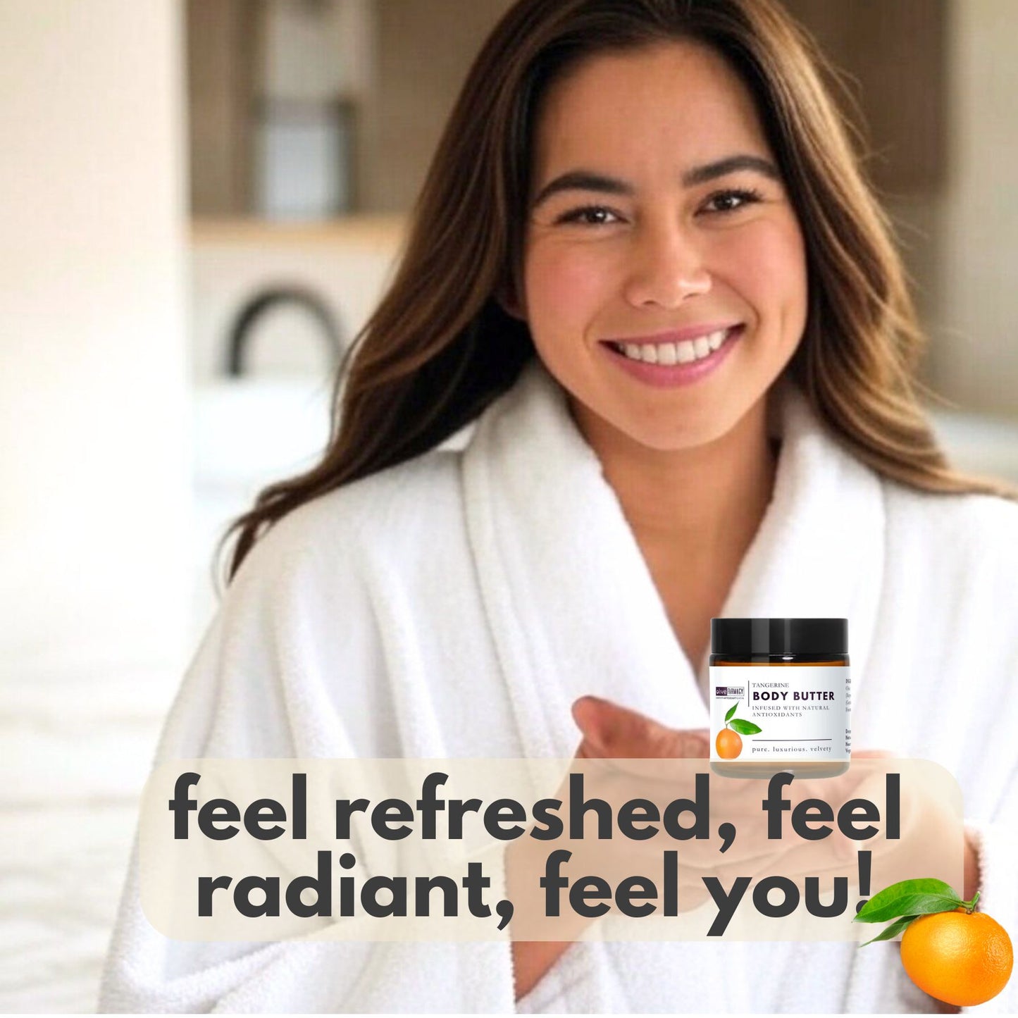 Olive Oil Body Butter infused with real tangerine oil