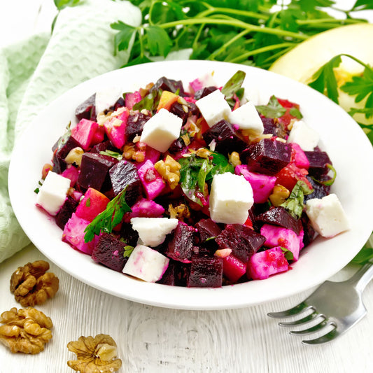 Mediterranean Beet Salad, part of a Mediterranean Diet 