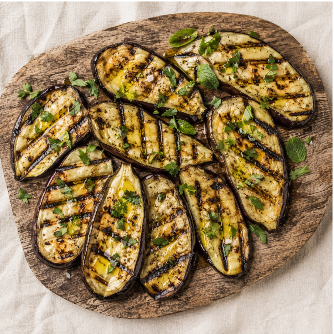Grilled Eggplant Drizzled with Rallis Olive Oil